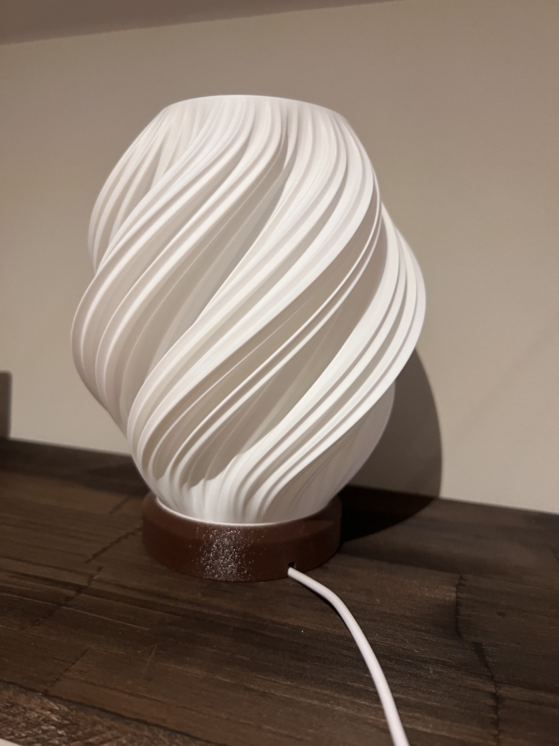 Nex4ge 3D illuminated sculptural print with cable and stand