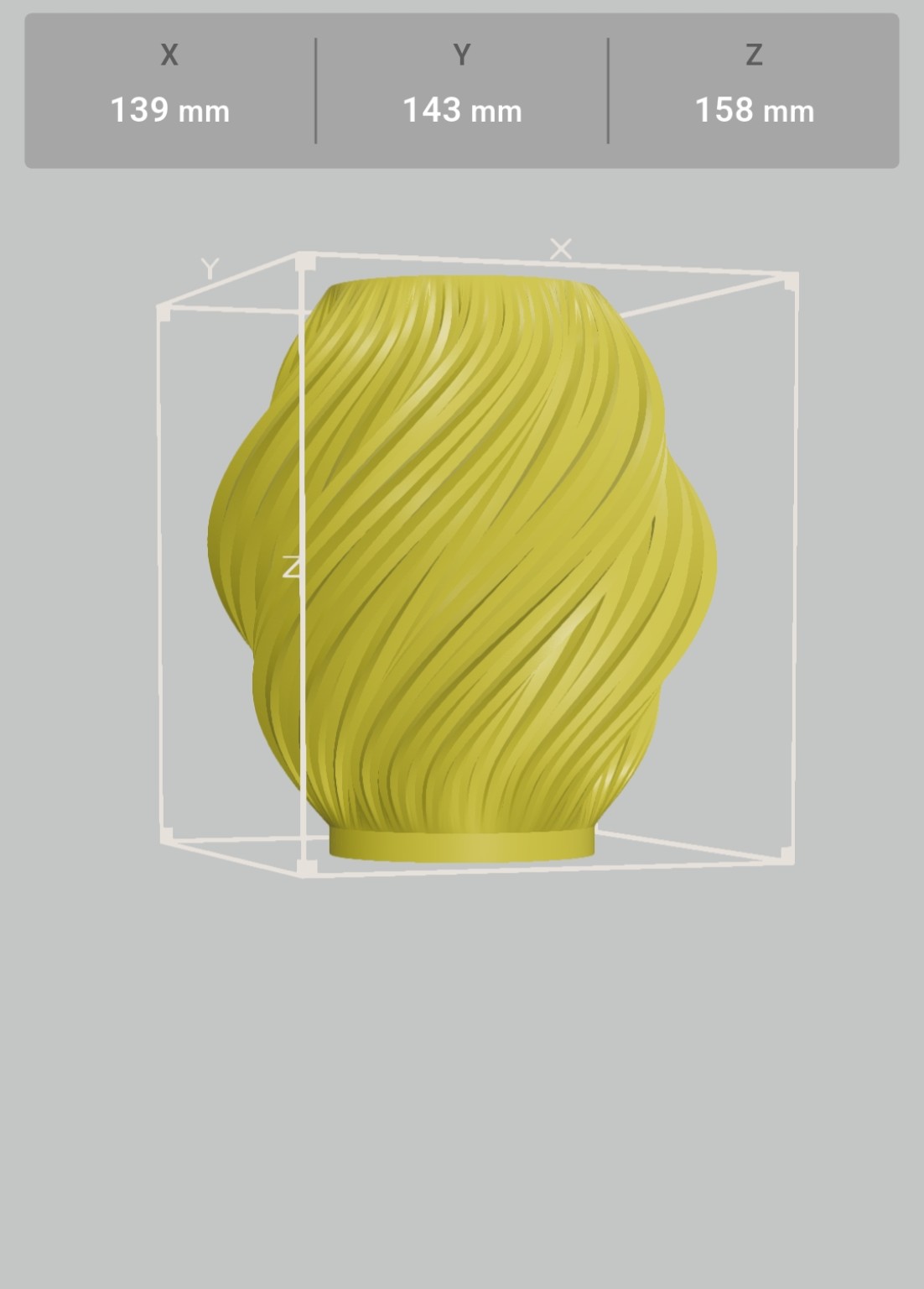 3D model dimensions reference